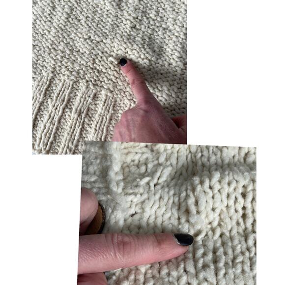 Carraig Donn Sweater Irish Hand Knit Wool Cardigan Women Large Cream Beige READ - Picture 12 of 16